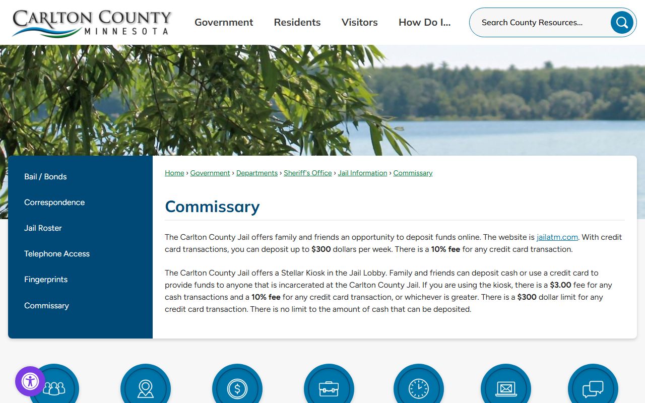 Carlton County court administration records and jail commissary distinction