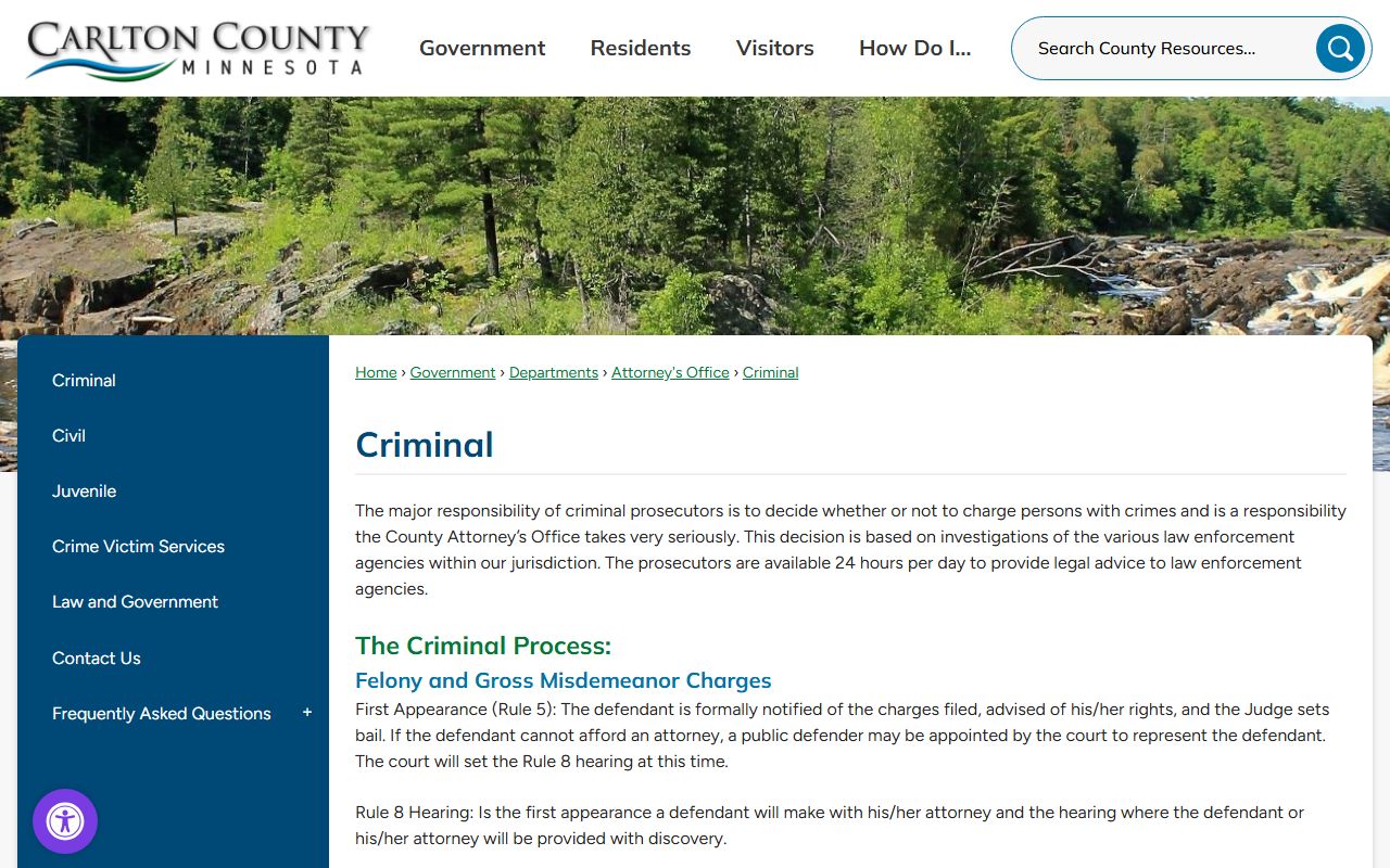 Carlton County Attorney criminal process page