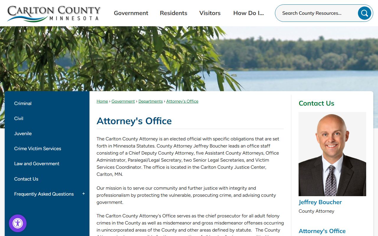 Carlton County Attorney office page