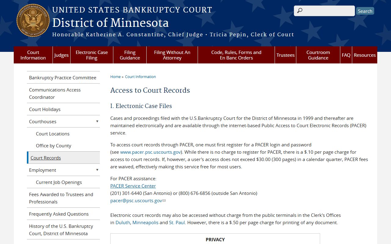 Carlton County court dockets bankruptcy records access