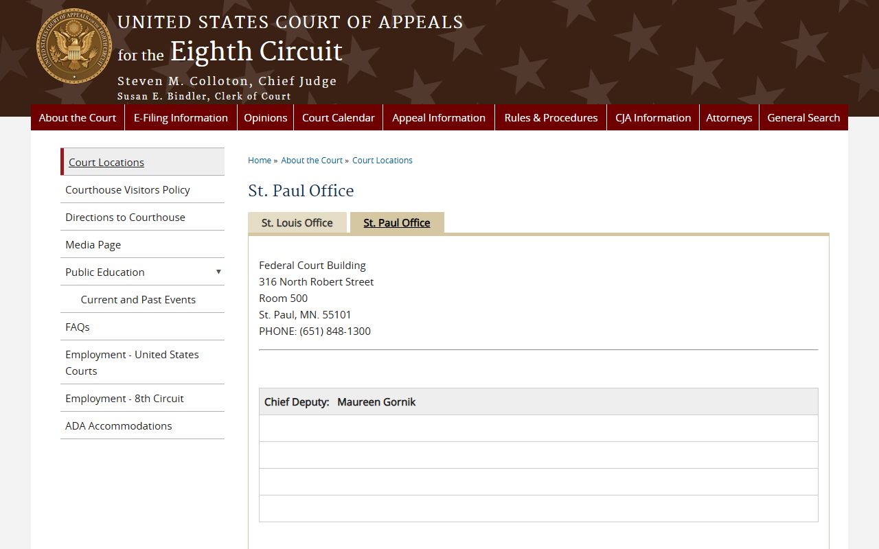 Carlton County court dockets federal appeals office
