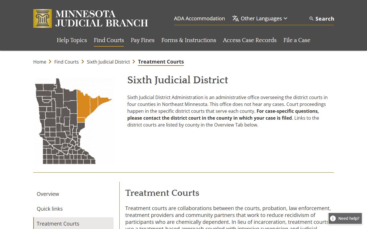 Carlton County District Court Sixth Judicial District treatment courts