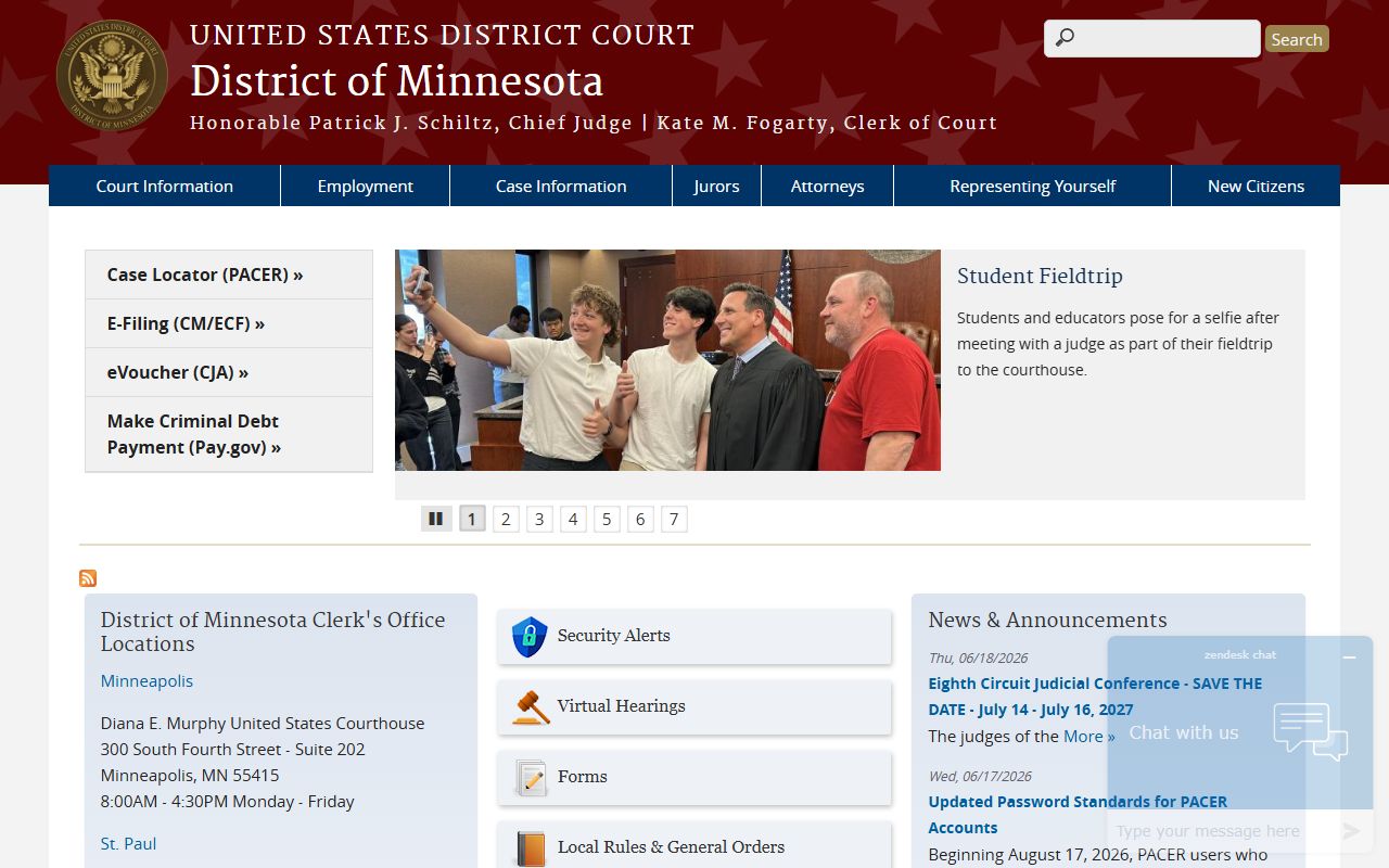 Carlton County District Court and U.S. District Court distinction