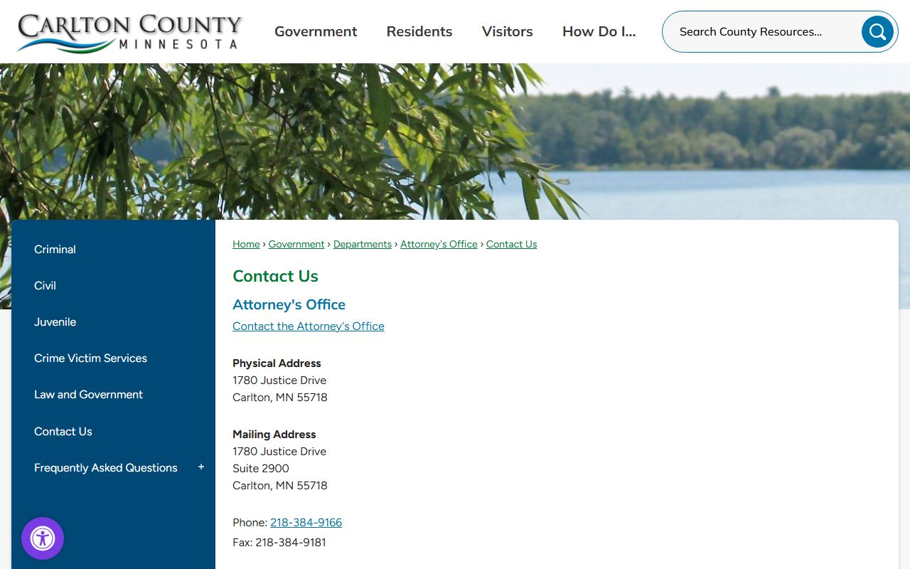Carlton County court records county contact list