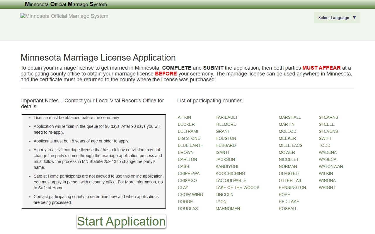 Carlton County probate records and marriage application office split