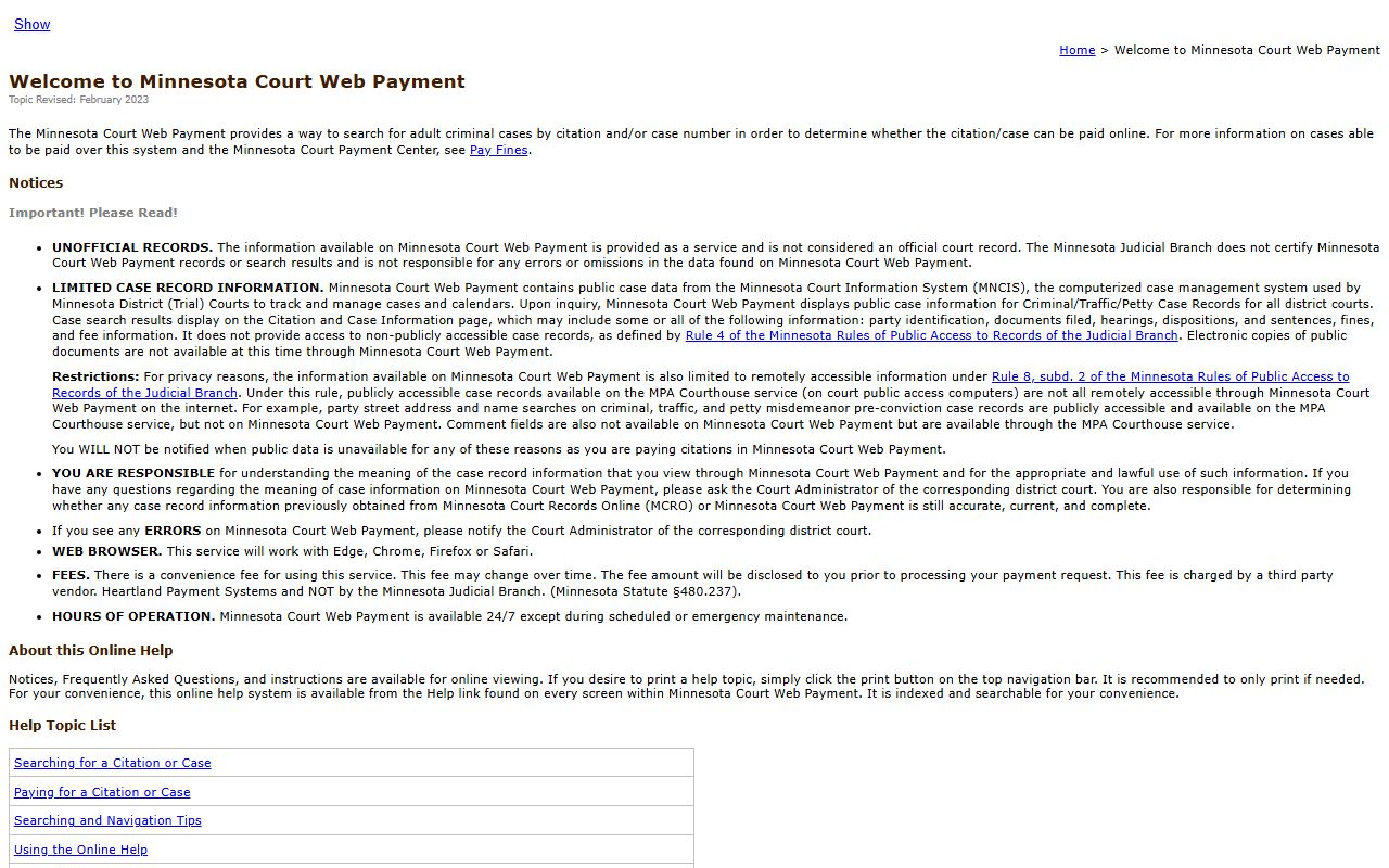 Carlton County traffic court records Court Web Payment help source