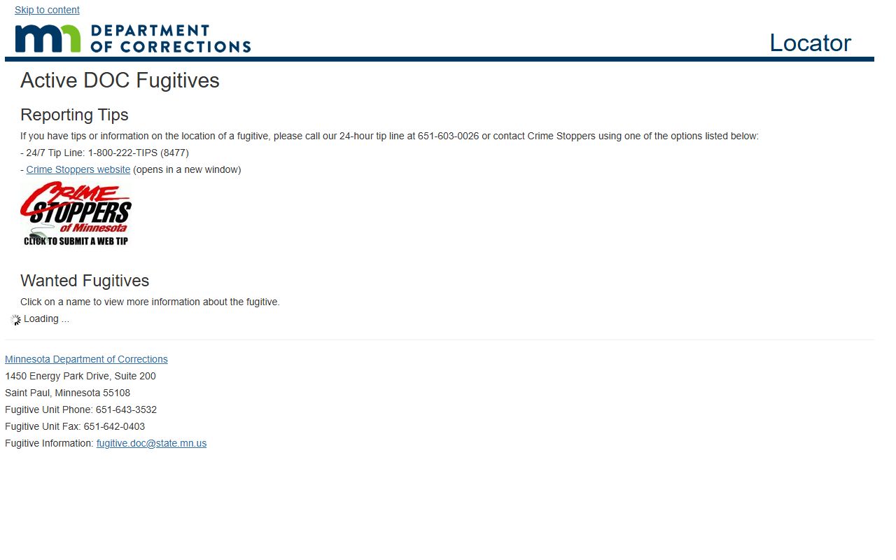 Carlton County warrant records Minnesota DOC active fugitives search